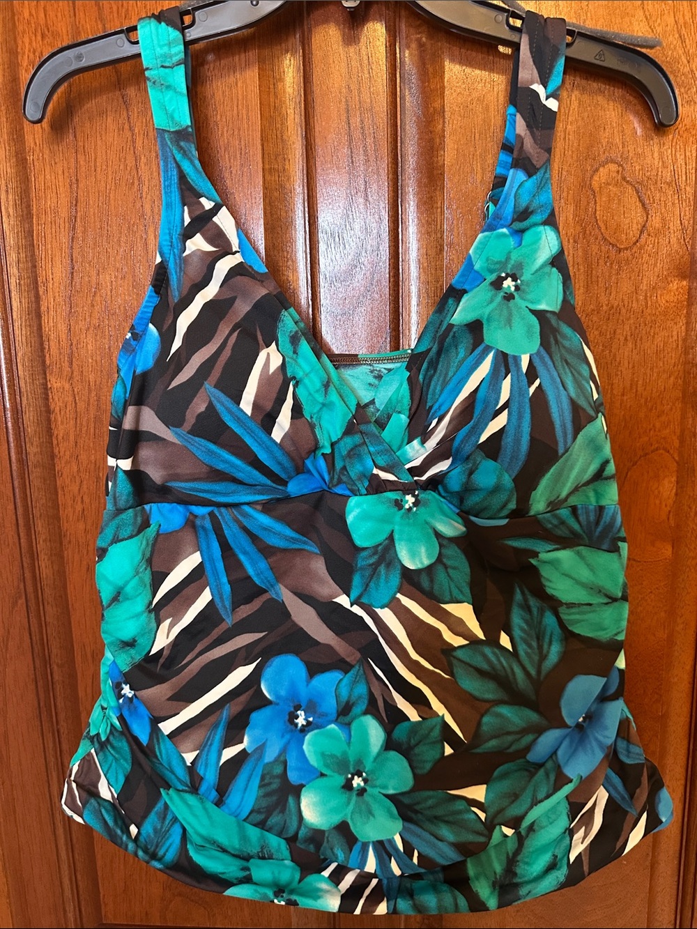 Floral Teal & Blue Women's Halter Swimsuit Top only